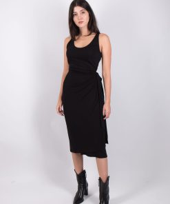 VINCE Scoop NK Tank Wrap Dress black V818083976