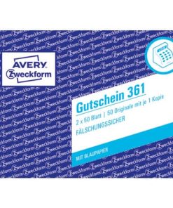 361 Gutschein, DIN A6 quer, fälschungssicher, 2 x 50 Blatt, weiß, gelb