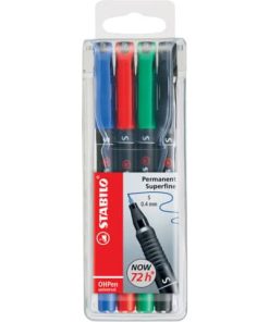 Folienstift – OHPen universal – permanent superfein – 4er Pack – grün, rot, blau, schwarz