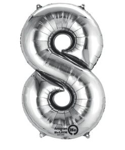 Folienballon Zahl 8 – silber