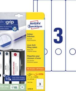 L4759-25 Ordner-Etiketten, 61 x 297 mm, breite Ordner (lang), 30 Bogen/90 Etiketten, weiß