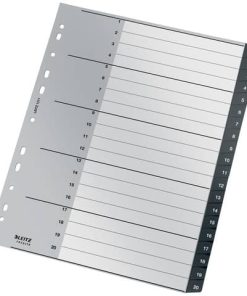 1211 Ordnerregister Recycle – 1-20, A4 extra breit, PP, 20 Blatt, schwarz