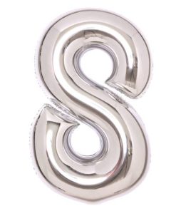 Folienballon XL Zahl 8 – 63 cm, silber