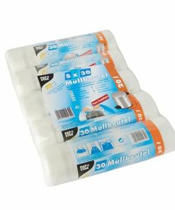 Müllbeutel mit Zugband – 20 L, HDPE, transparent, 5x 30 Stück