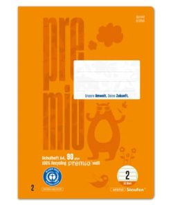 Heft LIN2 – A4, 32 Blatt, 4mm liniert, orange