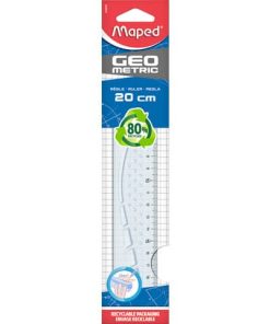 Lineal Geometric Green, Kunststoff, 20 cm, transparent, in Papierhülse