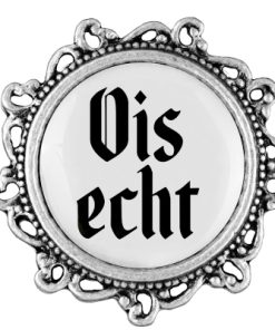 Anstecker 20mm Ois echt Klassik verziert, Farbe altsilber