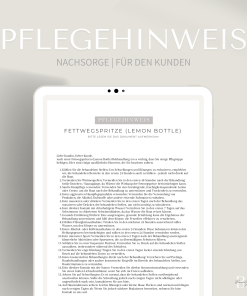 Pflegehinweis für die Fettwegspritze Behandlung