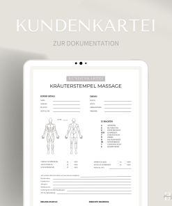 Kundenkartei für die Kräuterstempel Massage