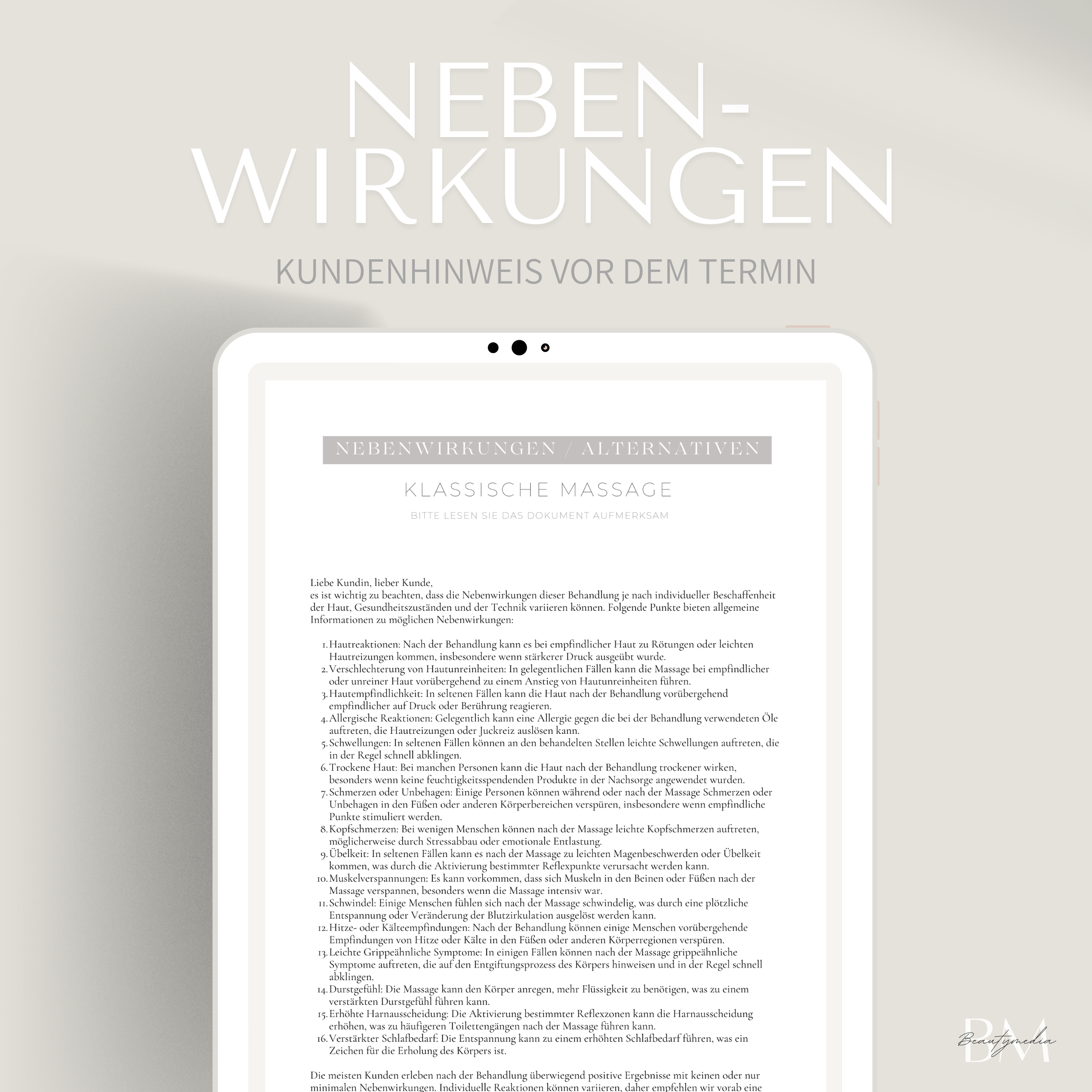 Nebenwirkung der Massage