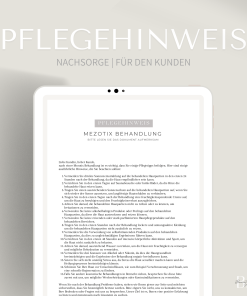 Pflegehinweis für die Mezotix Behandlung