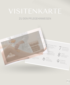 Visitenkarten-Pflegehinweis für die Sugaring Behandlung