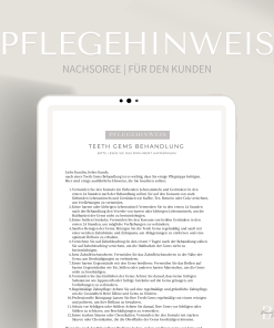 Pflegehinweis für die Zahnschmuck Behandlung