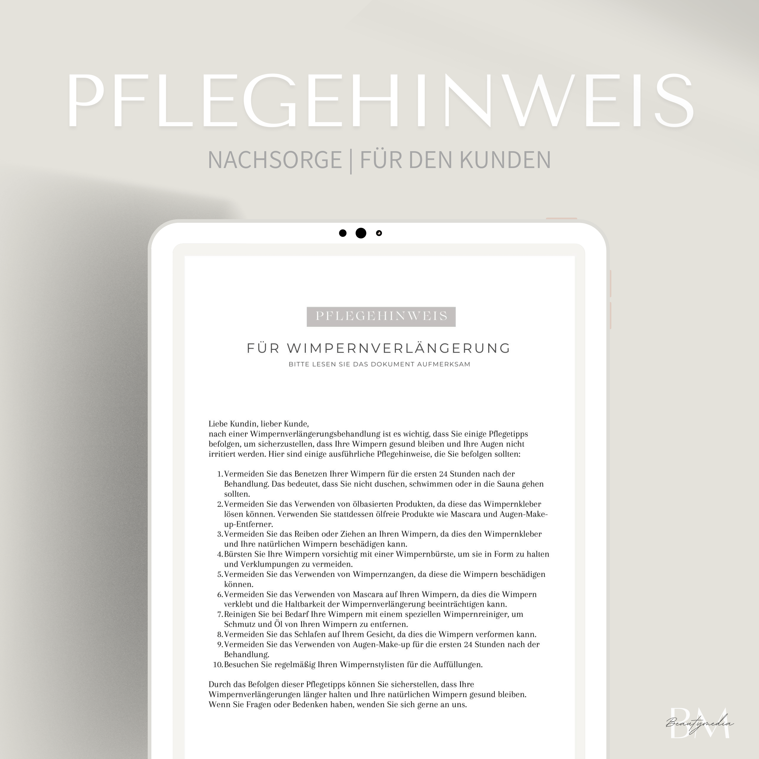 Pflegehinweis für die Wimpernverlängerung