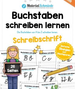 Buchstaben schreiben lernen von A-Z – Schreibschrift (26 Arbeitsblätter) [Digital]