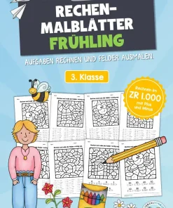 8 Rechenmalblätter Frühling: Zahlenraum 1.000 [Digital]