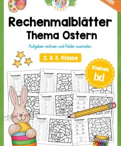 8 Rechenmalblätter Ostern: Kleines 1×1 [Digital]